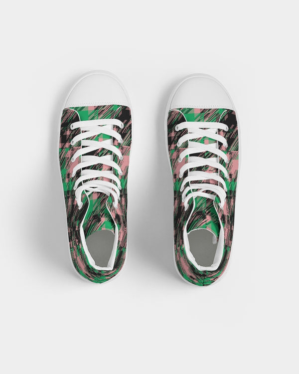 Glitched Plaid Atera High-Top Sneaker