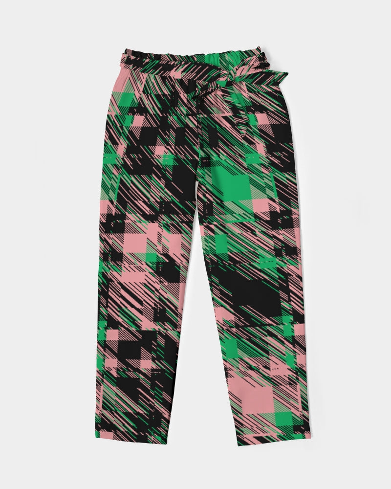 Glitched Plaid Atera Belted Trouser
