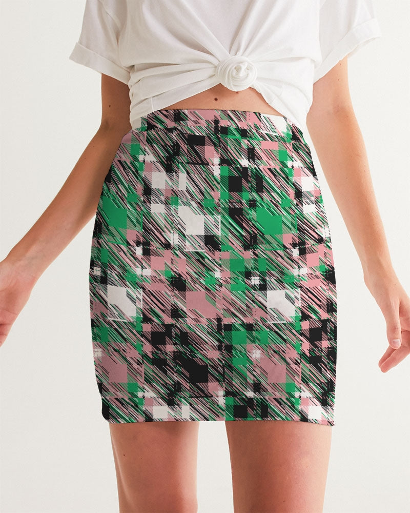 Glitched Plaid Signature Skirt